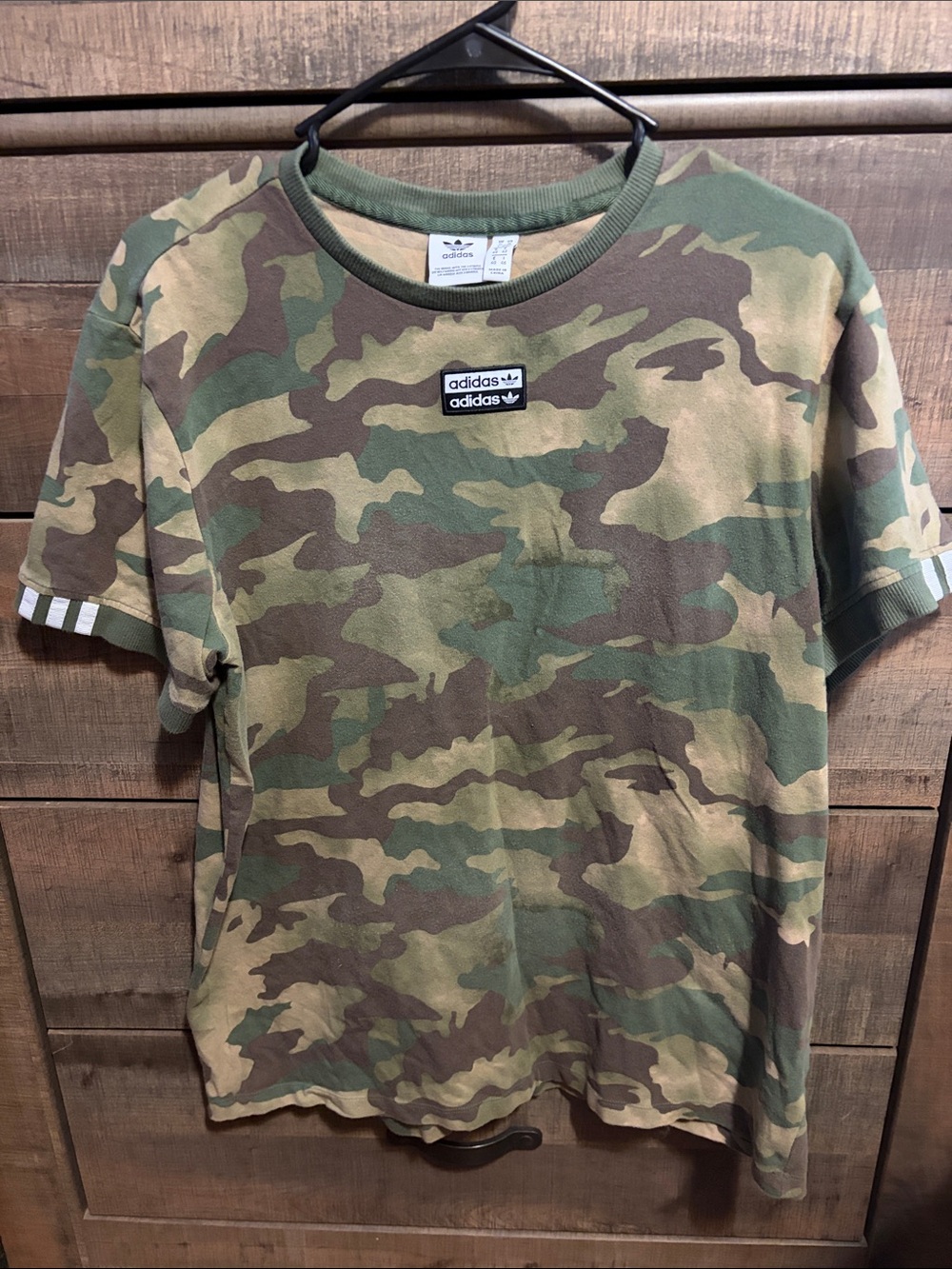 adidas Women's Camo Short Sleeve Tee - Green/Brown